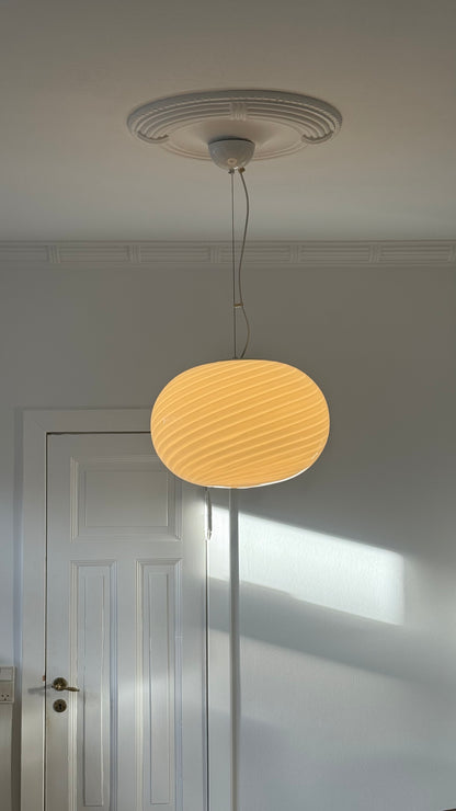 Huge vintage Murano ceiling lamp with engraving, 45 cm