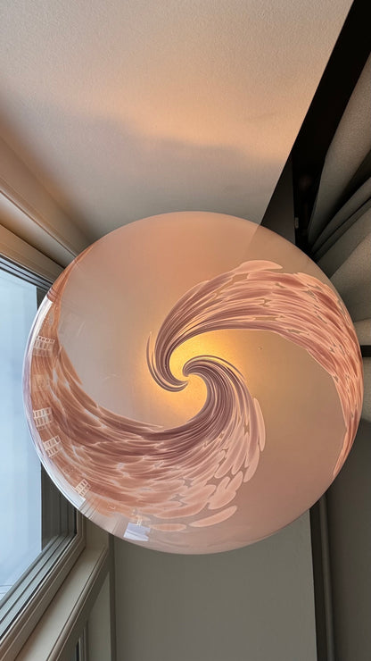 Gray and pink pendant, 38 cm