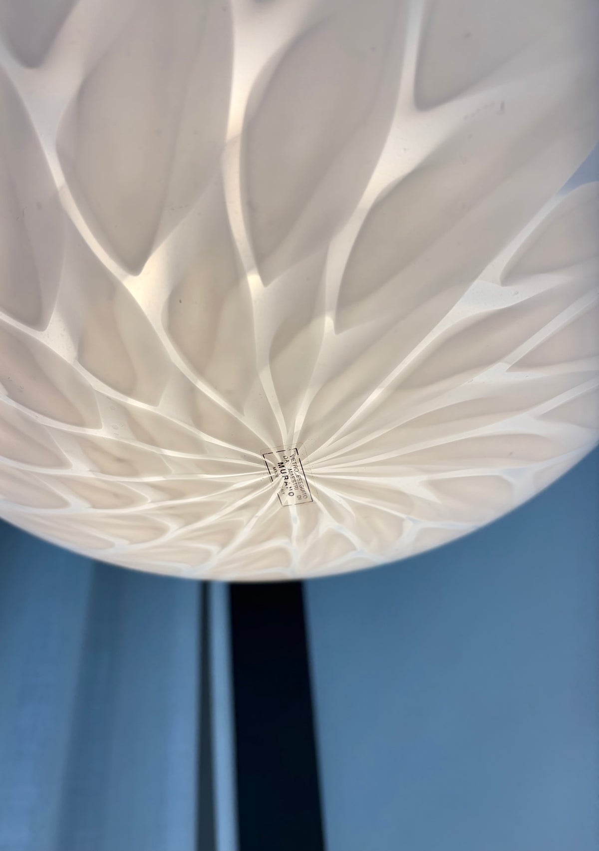 Smuk hvid vintage Murano peacock pendel, 37 cm
