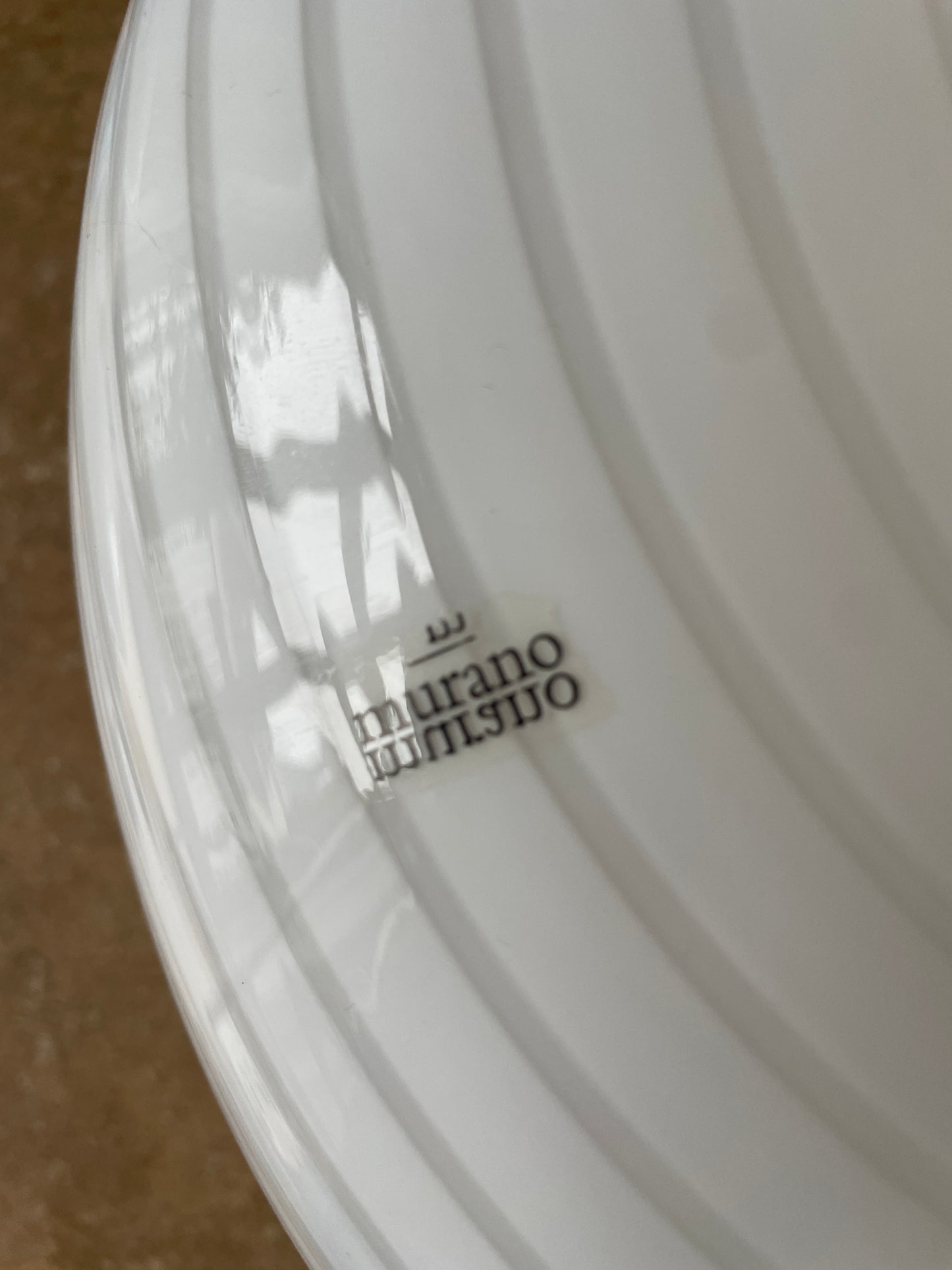 Vintage Murano plafond med hvid klassisk swirl, 38 cm