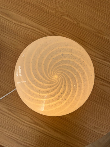 White vintage Murano ceiling lamp with silver dust, 37 cm