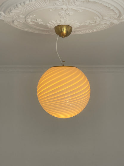 Light yellow Murano swirl ceiling lamp, 30 cm