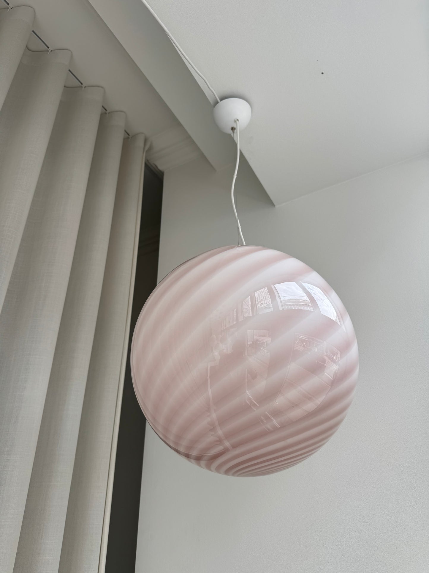 Rosa Murano swirl pendel, 40 cm