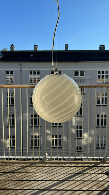 White vintage Murano pendant lamp, 25 cm