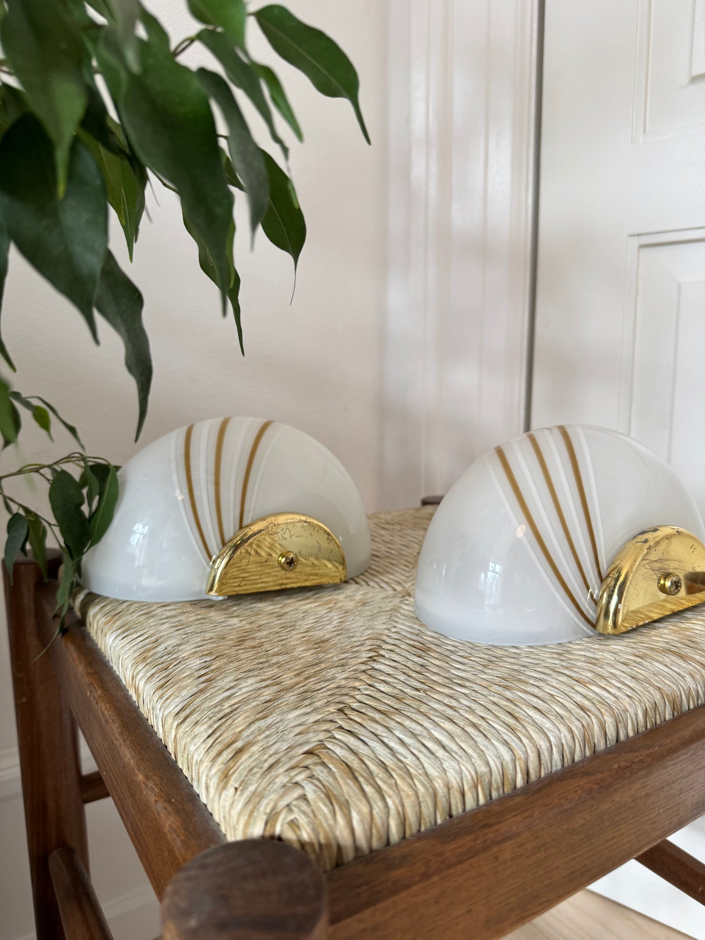 Vintage Murano muslinge væglamper (ét sæt)
