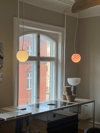 Murano candy pendel rød og hvid swirl, 20 cm