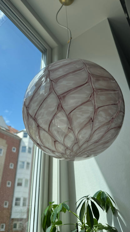 Pink Murano pendant, peacock swirl, 30 cm