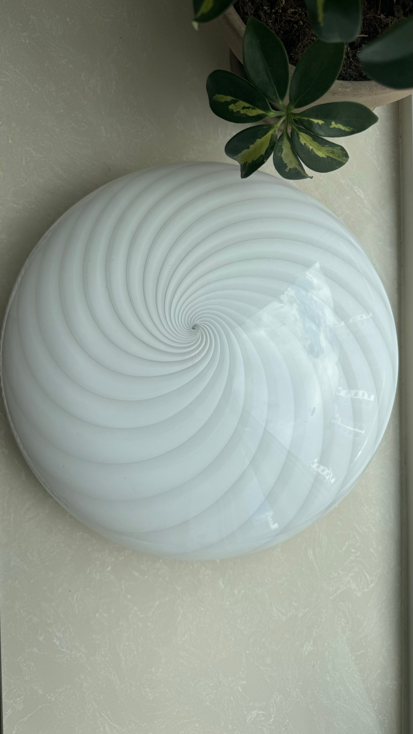 Murano plafond i klassisk hvid swirl, 30 cm