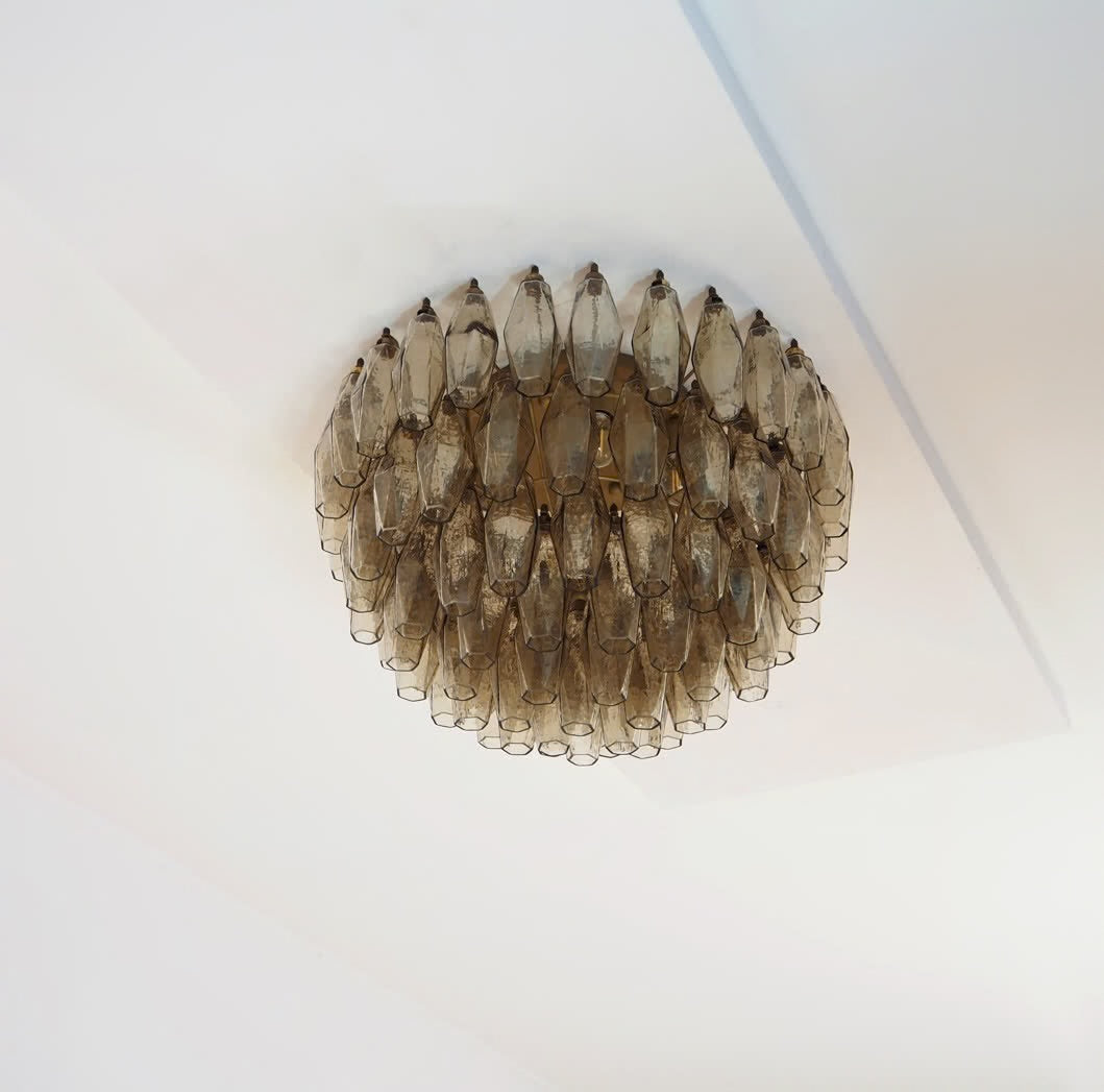 Murano chandelier | Poliedri | 84 glass | Smoked