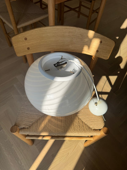 White vintage Murano pendant lamp, 37 cm, two pieces available