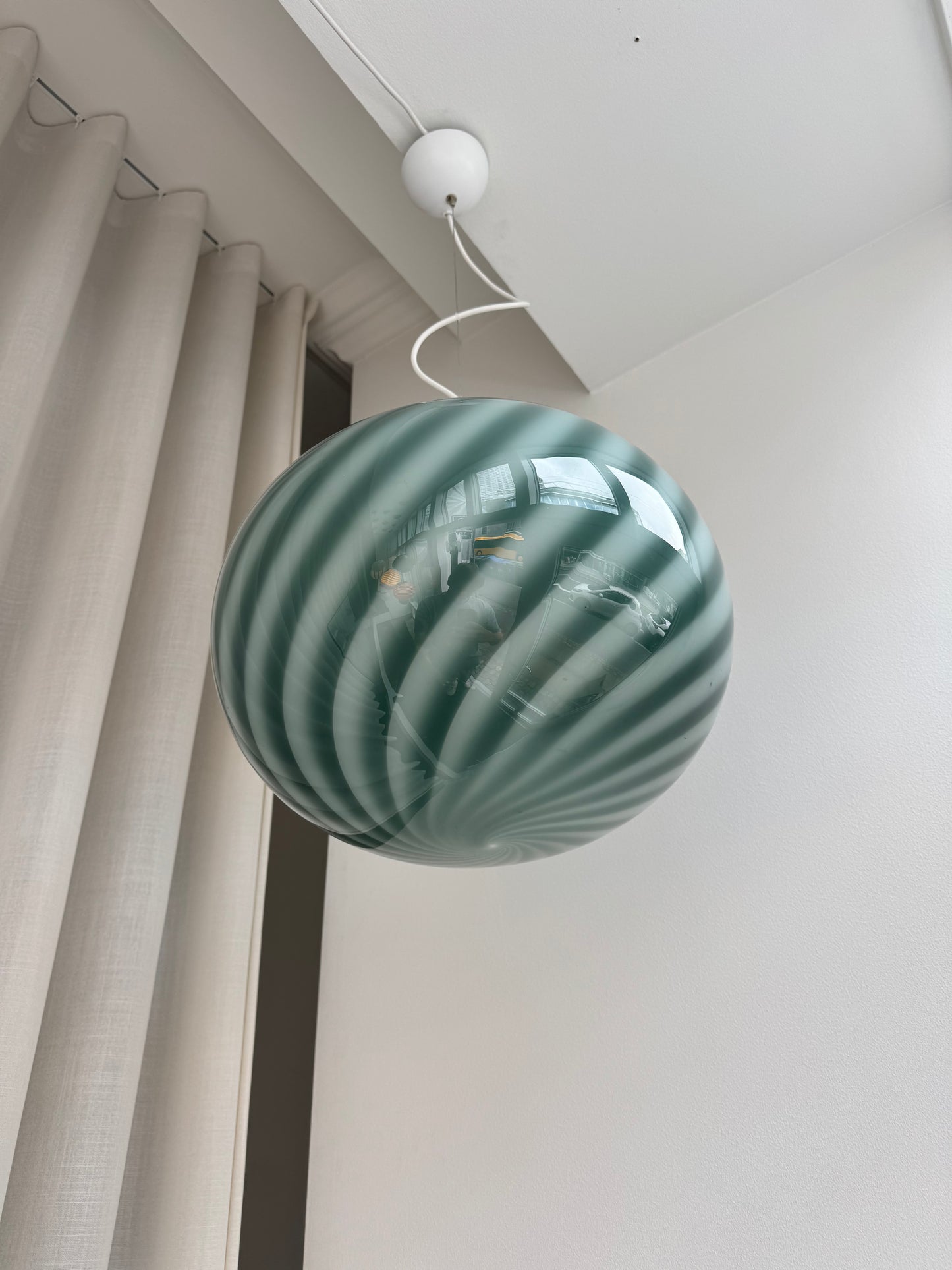 Mørkegrøn oval Murano pendel, 40 cm