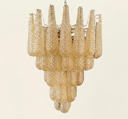 Murano lysekrone | Dråber | 52 glas | Rav/gul