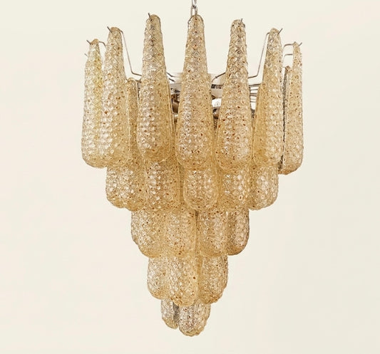 Murano lysekrone | Dråber | 52 glas | Rav/gul