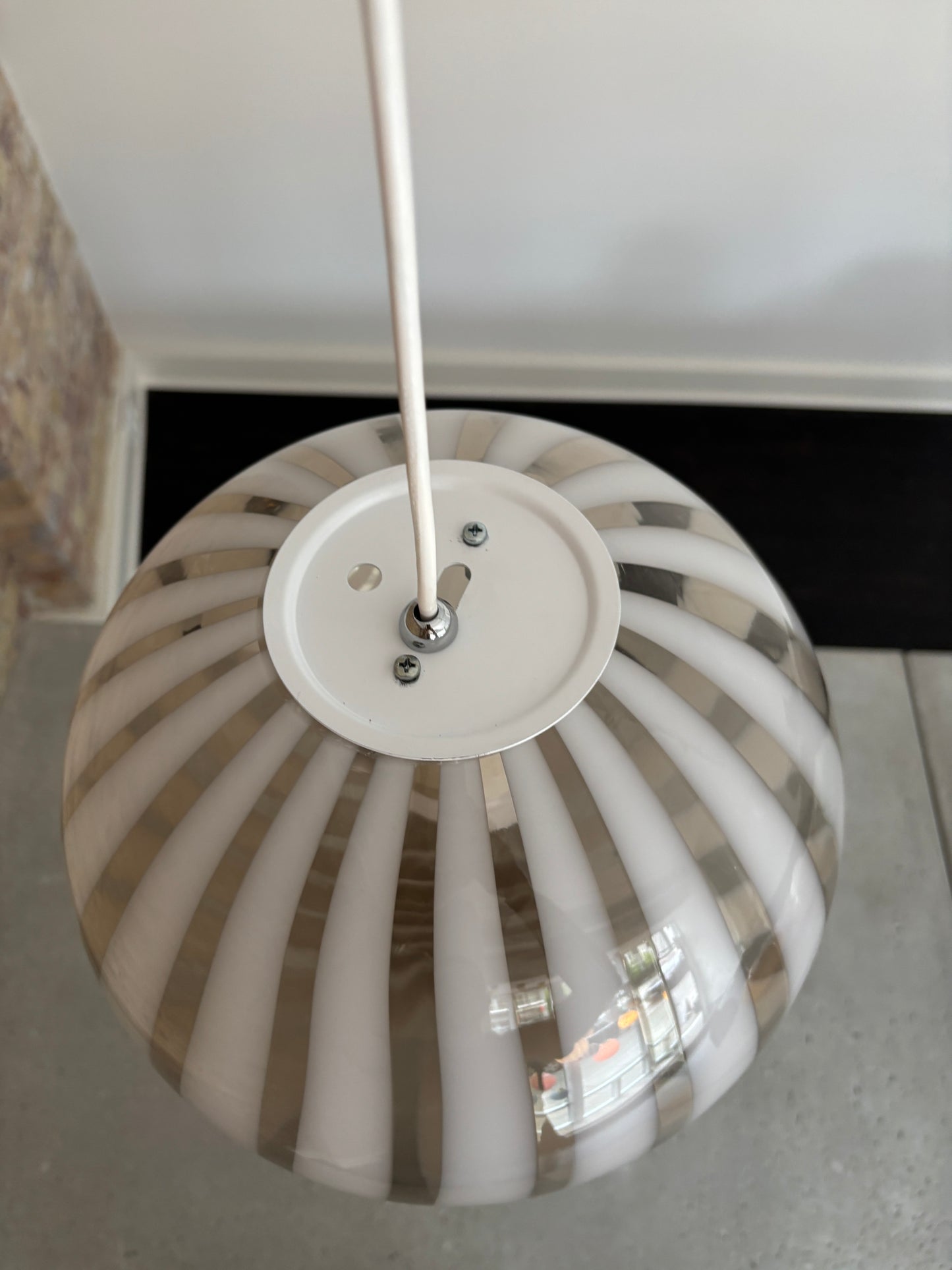 Murano pendant lamp with white and transparent pendant, 30 cm