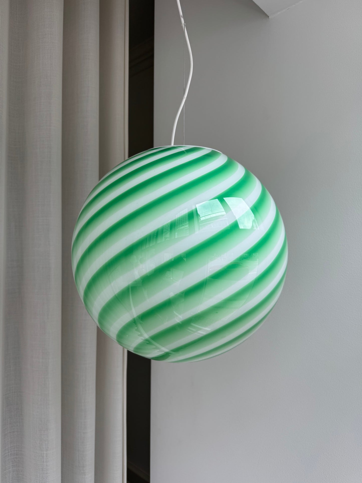Green Murano candy ceiling lamp, 40 cm