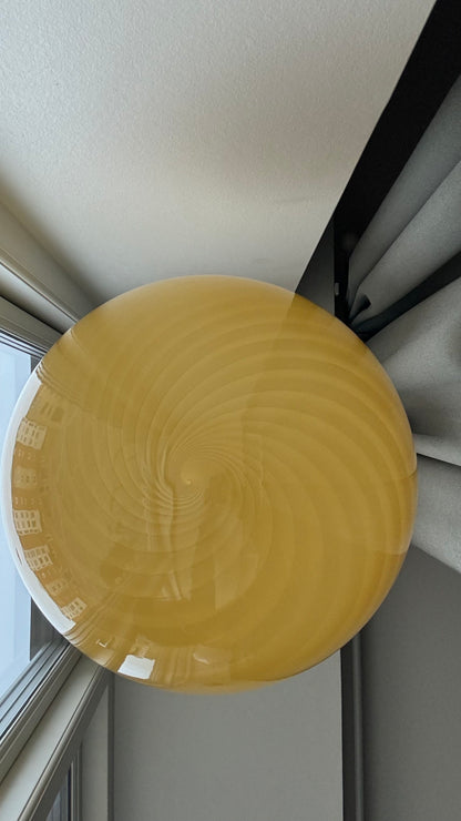 Murano pendant in yellow swirl, 40 cm