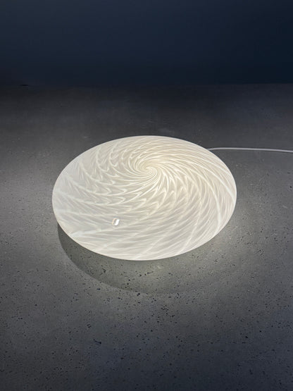 White vintage Murano ceiling lamp with peacock swirl, 40 cm