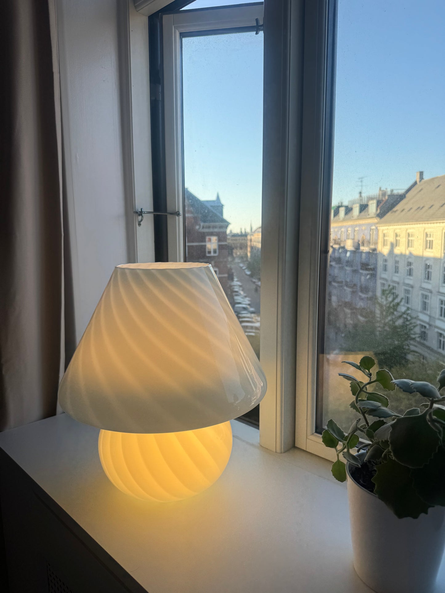Kæmpe lyseblå Murano mushroom, 38 cm