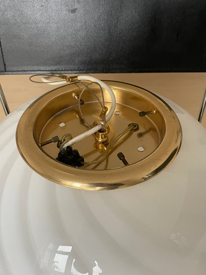 Vintage Murano pendant white swirl, 37 cm