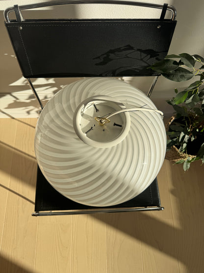 Vintage Murano white pendant lamp with brass canopy, 40 cm