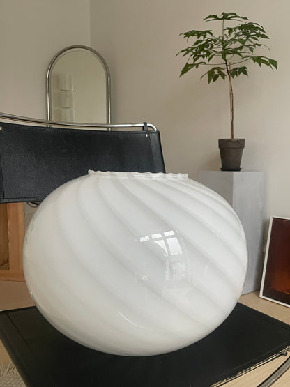 Vintage Murano pendant white swirl, 37 cm