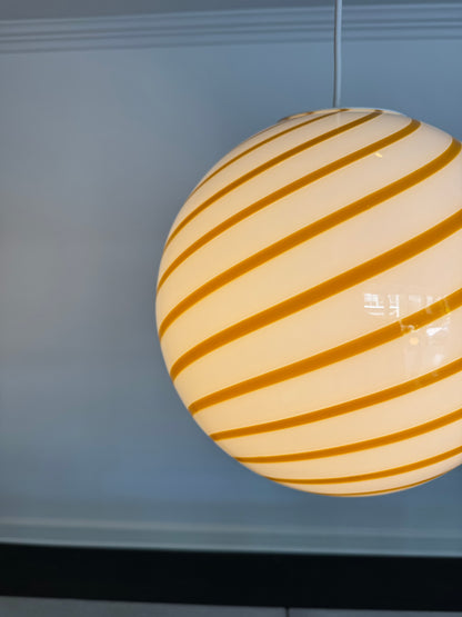Gul solero swirl candy Murano pendel, 30 cm