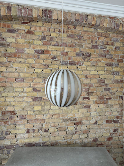 Murano pendant lamp with white and transparent pendant, 30 cm