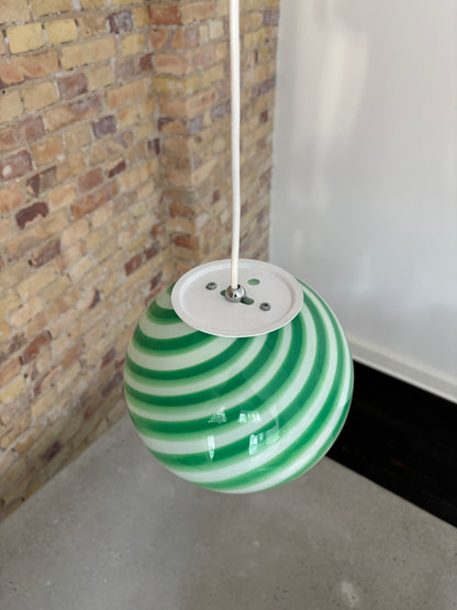 Murano pendant lamp with green swirl, 20 cm