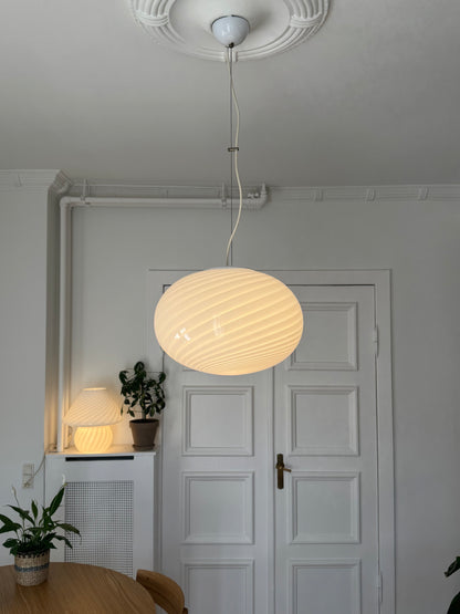 White Murano pendant with white top, 40 cm