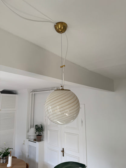 Cream-colored round Murano pendant, 20 cm