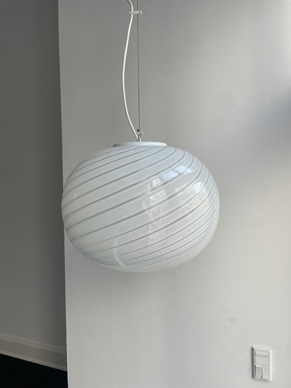 Hvid Murano pendel med hvid top, 40 cm