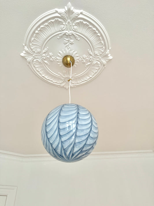 Blå Murano peacock pendel, 30 cm