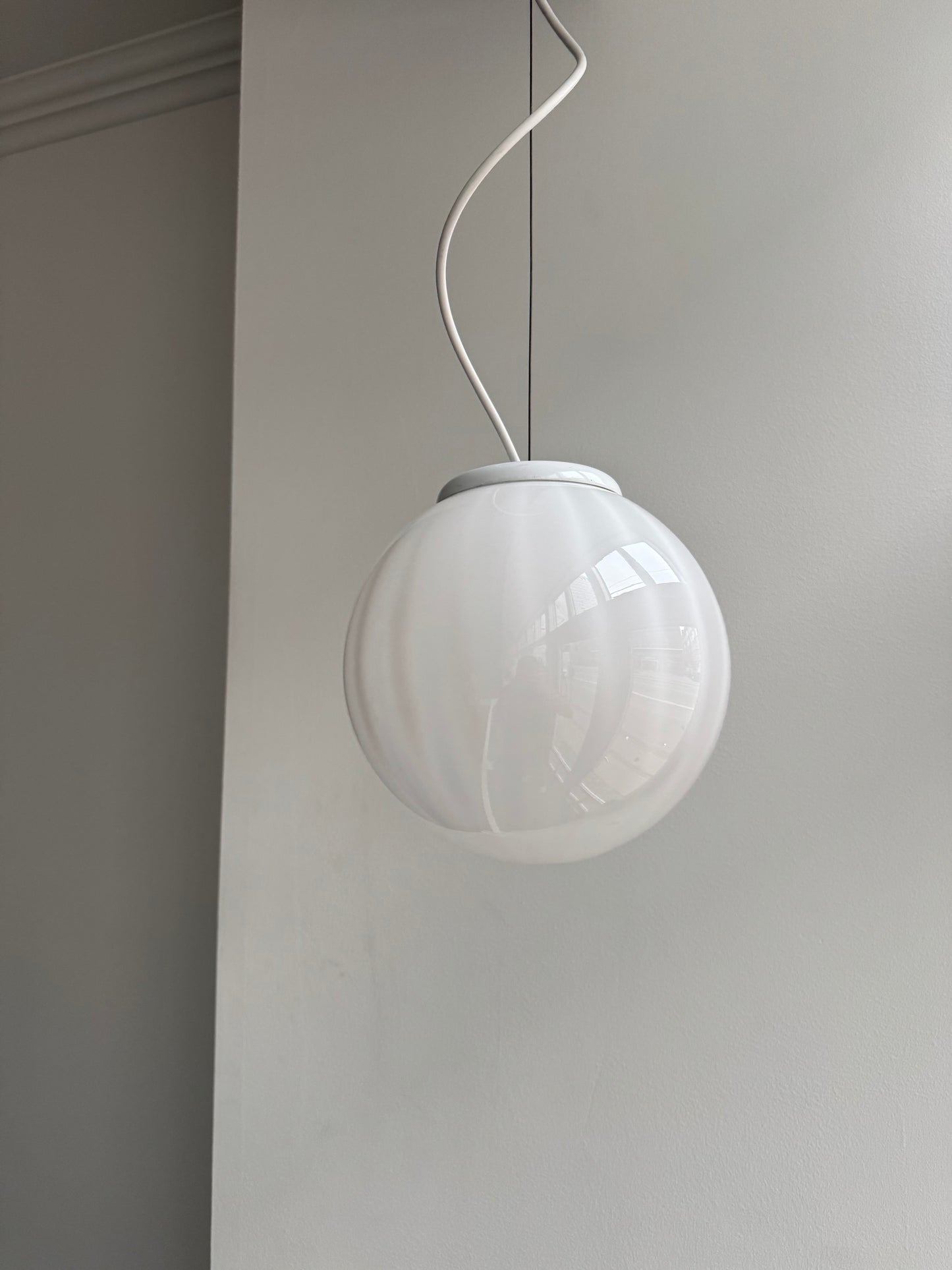 Vintage Murano pendel m. lodret swirl, 25 cm