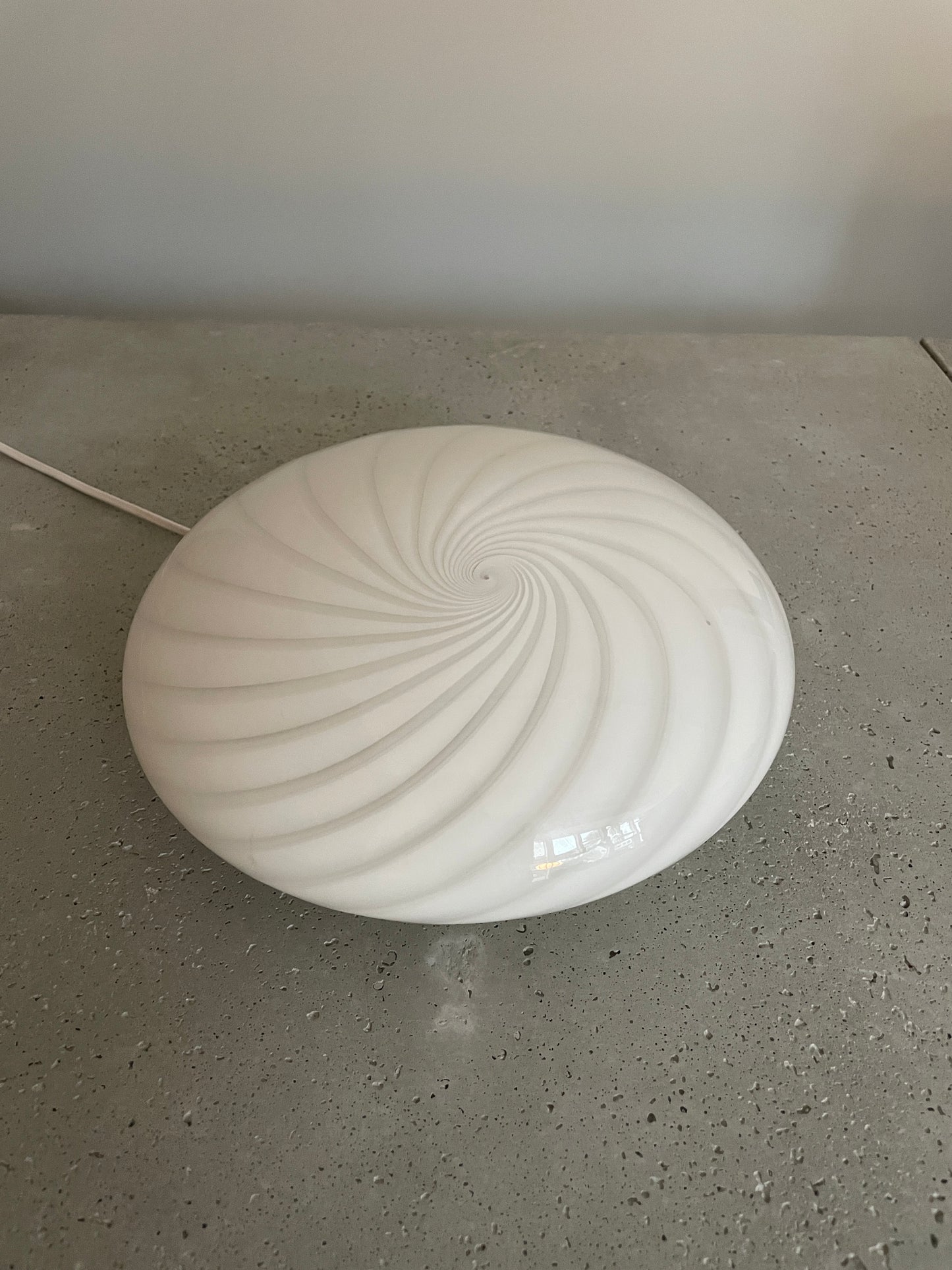 Beautiful vintage Murano ceiling lamp with white classic swirl, 30 cm