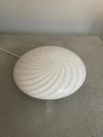 Beautiful vintage Murano ceiling lamp with white classic swirl, 30 cm