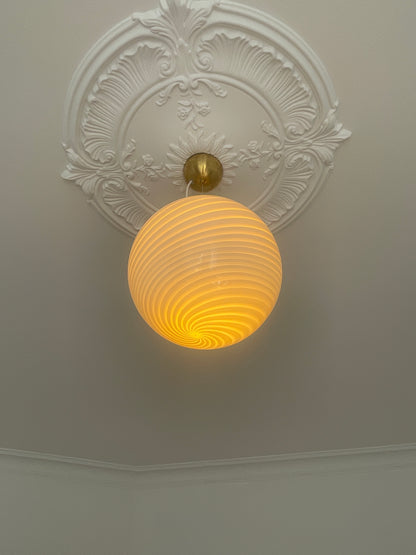 Light yellow Murano swirl ceiling lamp, 30 cm