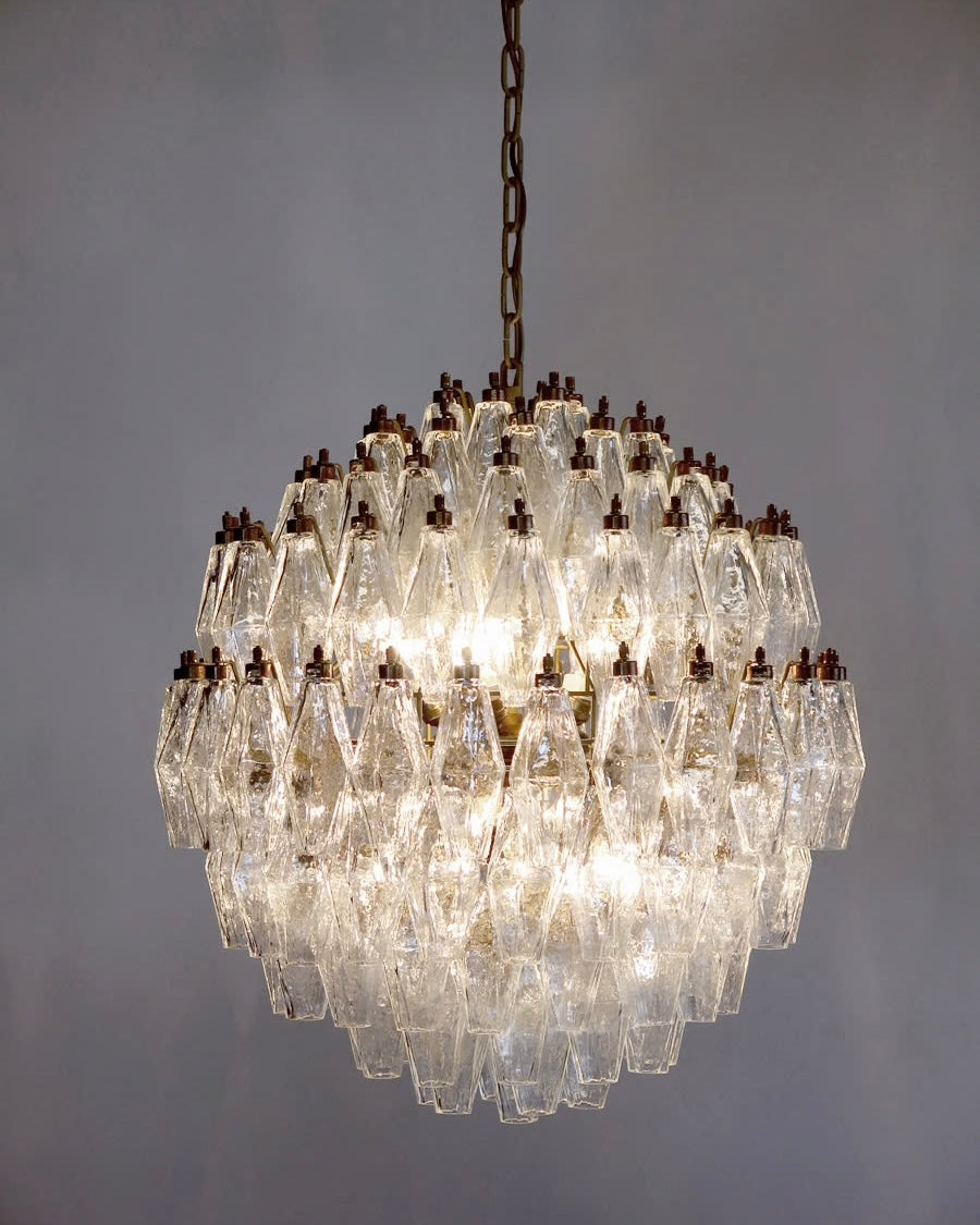Murano lysekrone | Poliedri | 140 glas | Klar