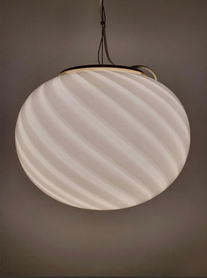 Vintage Murano pendant white swirl, 37 cm