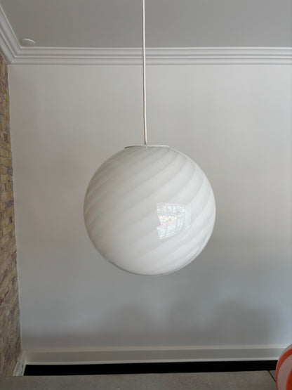 White Murano swirl pendant, 30 cm