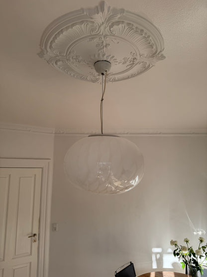 Huge, white peacock Murano pendant with original sticker, 45 cm