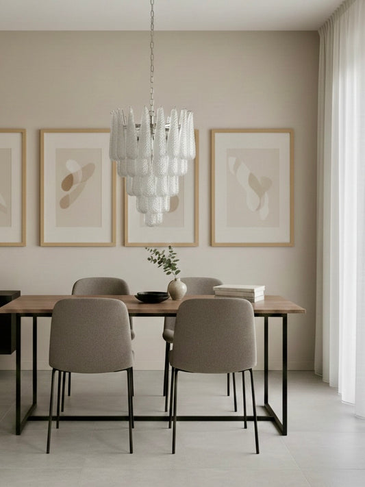 Murano lysekrone | Blade/kogler | 52 glas | Klart glas