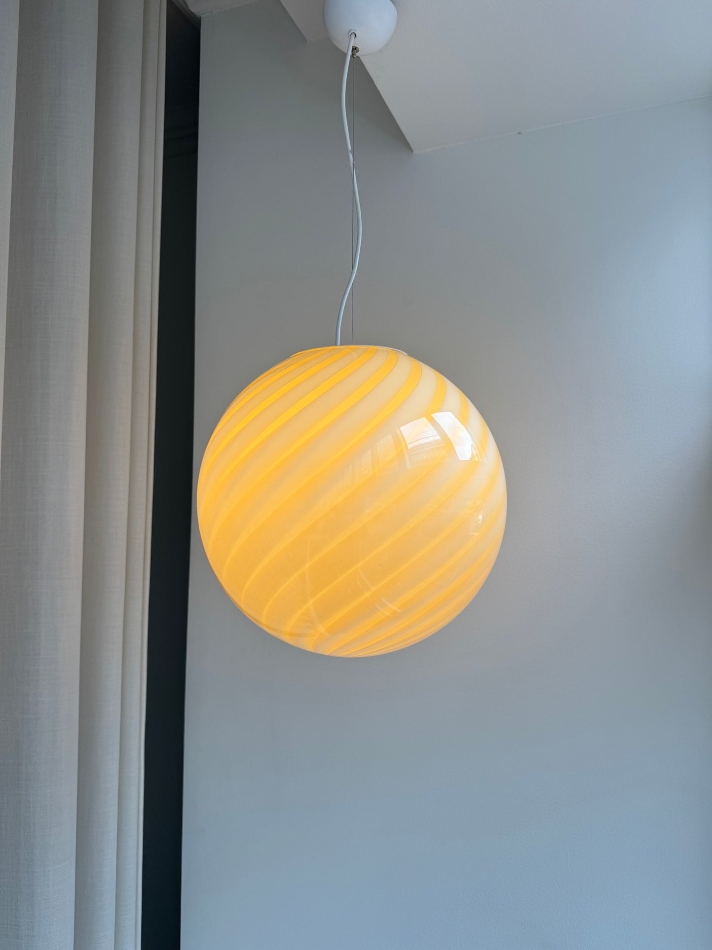 Stor gul Murano loftlampe, 40 cm