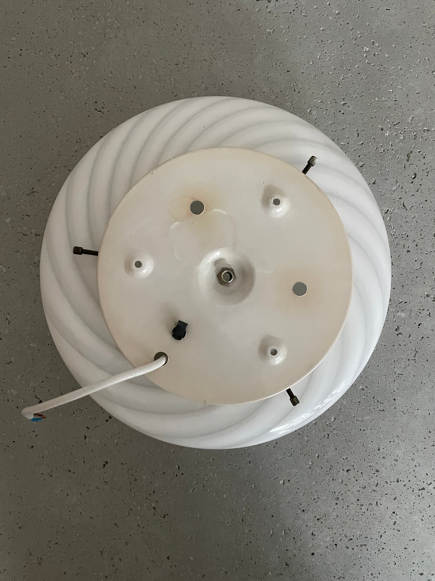 Beautiful vintage Murano ceiling lamp with white classic swirl, 30 cm