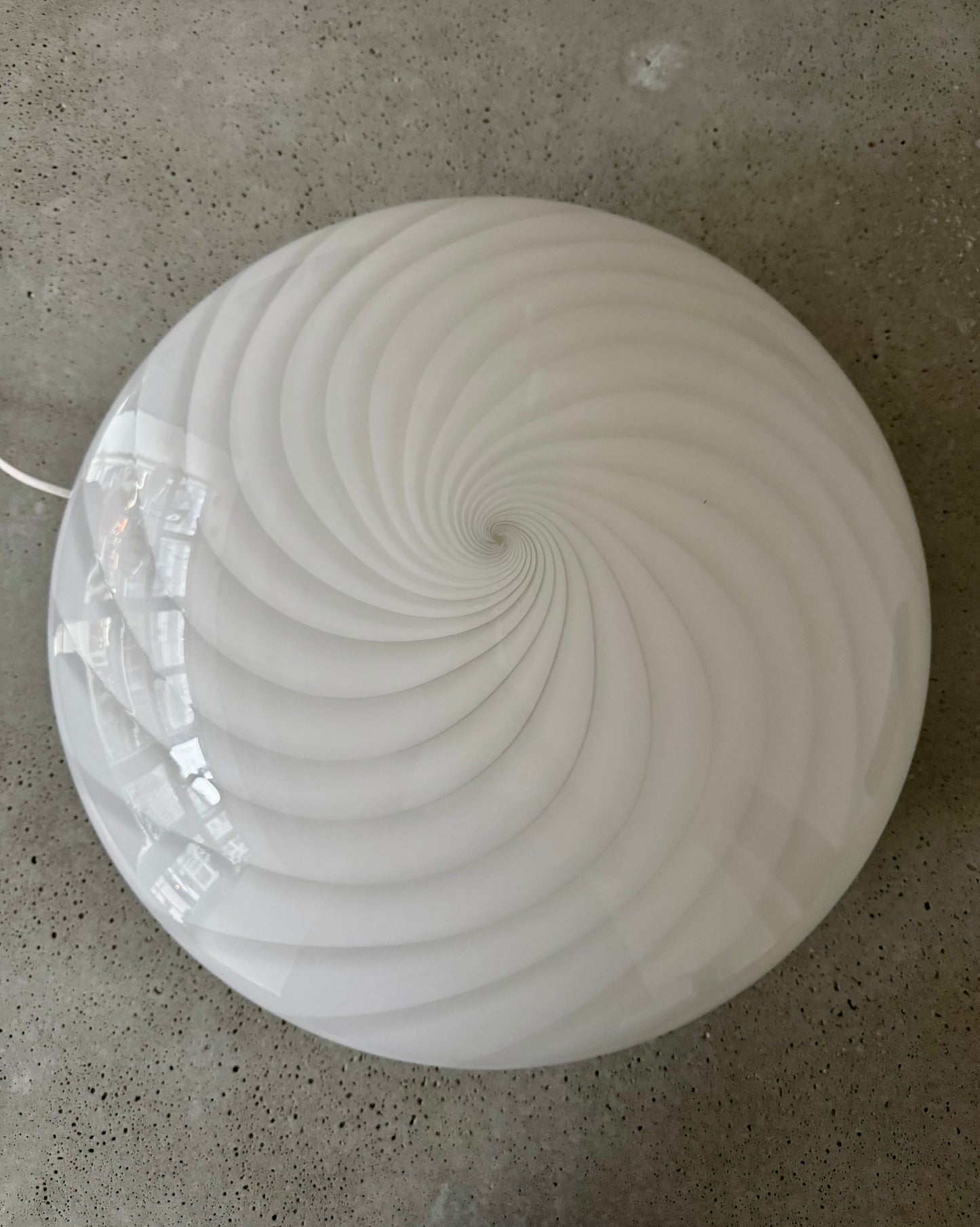 Huge white vintage Murano flush mount, 45 cm