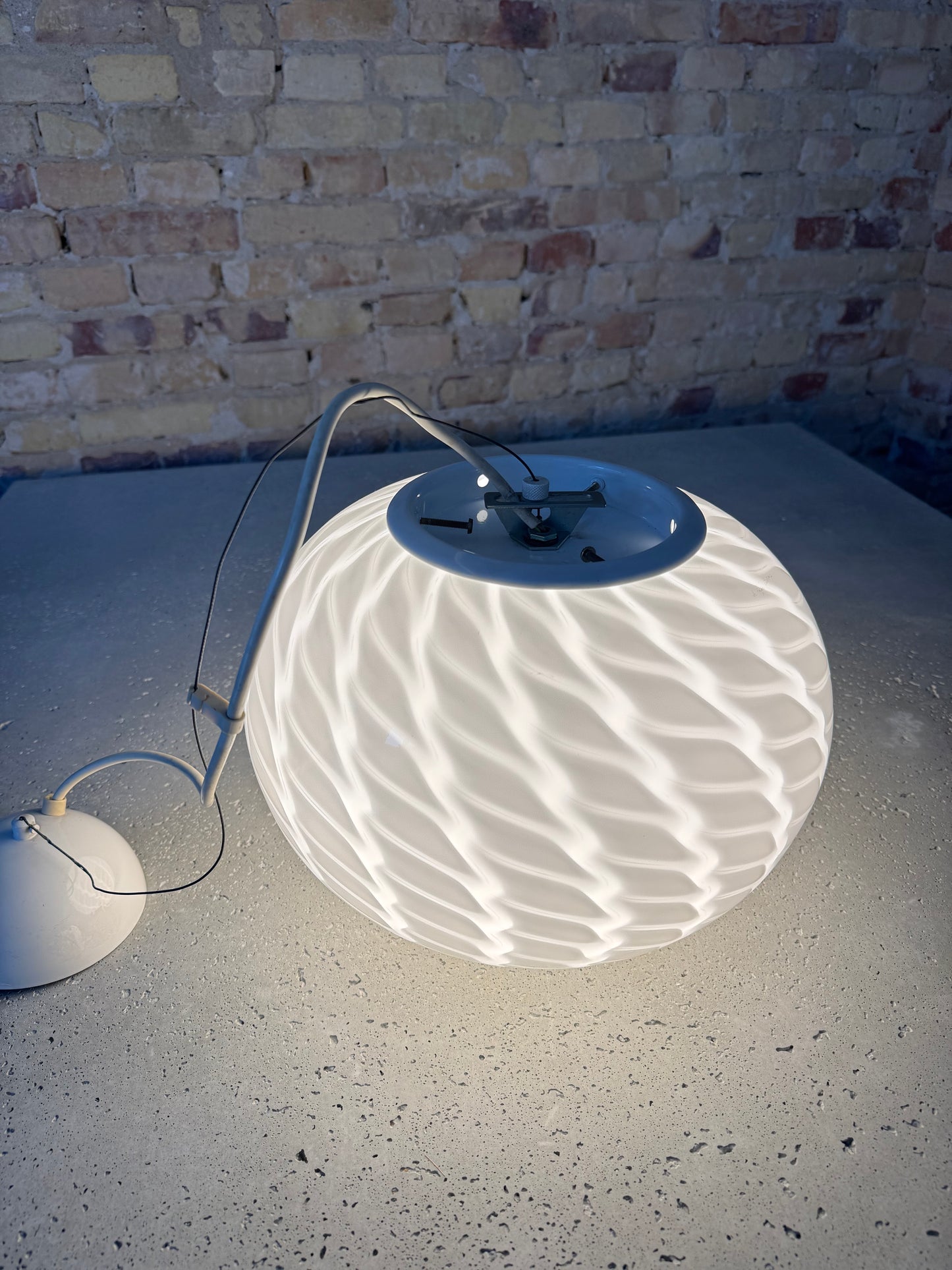 Vintage peacock Murano pendel m. indgravering, 30 cm