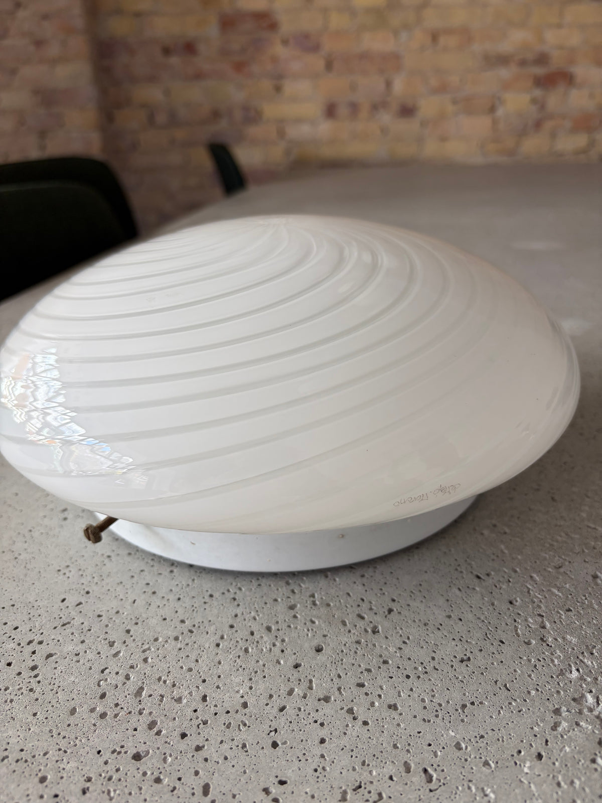 Vintage Murano flush mount lamp with engraving, 27 cm