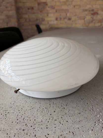 Vintage Murano flush mount lamp with engraving, 27 cm