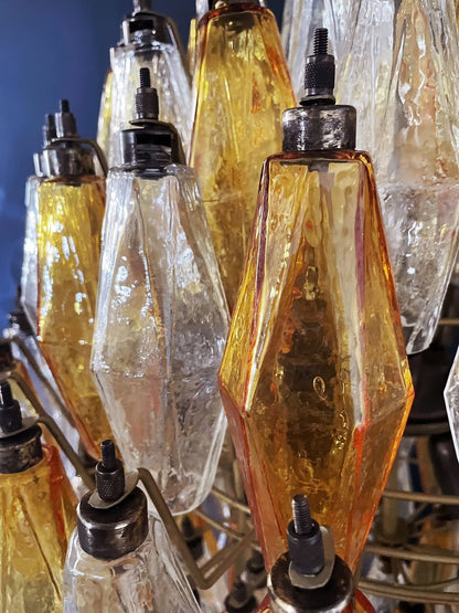Murano lysekrone | Poliedri | 140 glas | Klar/rav