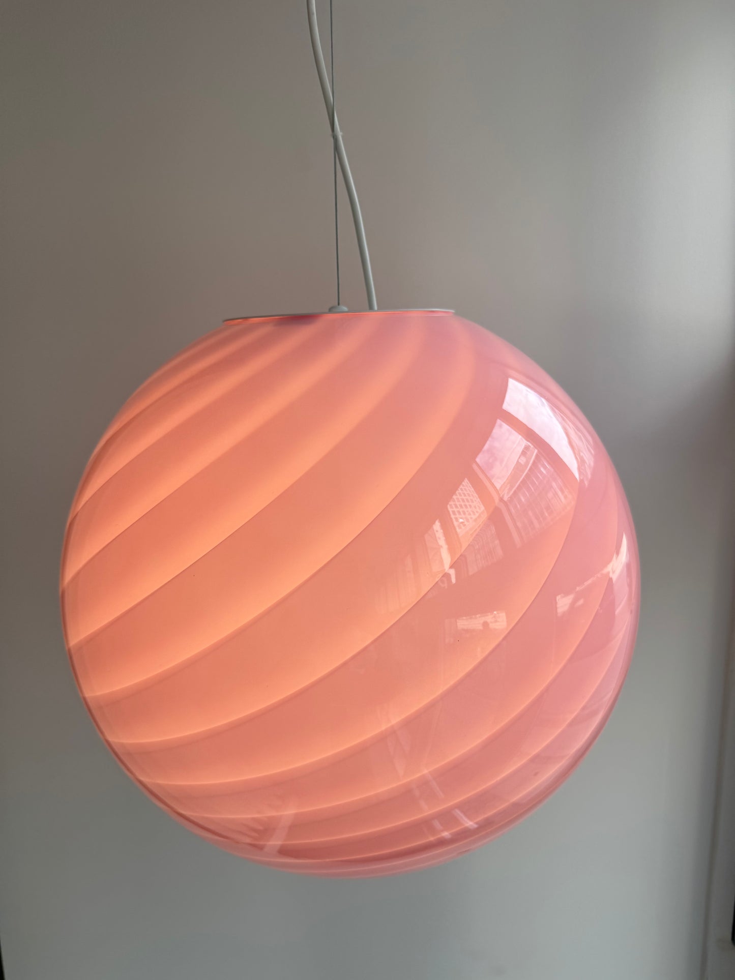 Lyserød Murano candy pendel, 40 cm
