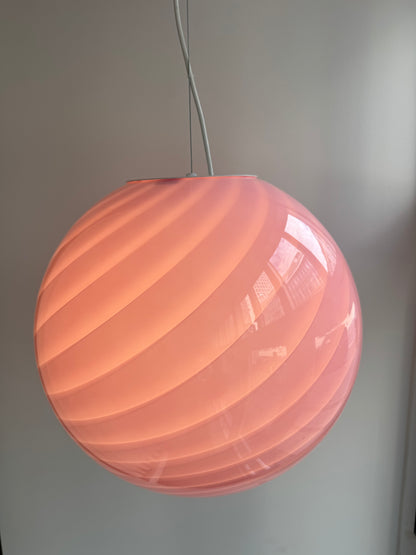Lyserød Murano candy pendel, 40 cm
